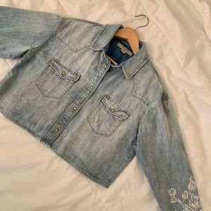AllSaints cropped chambray/denim jacket